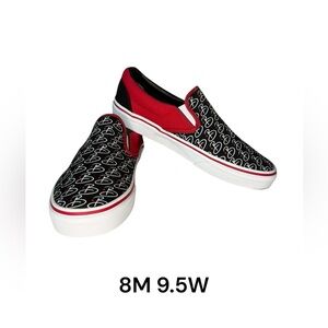 Vans Red and Black B Slip Ons